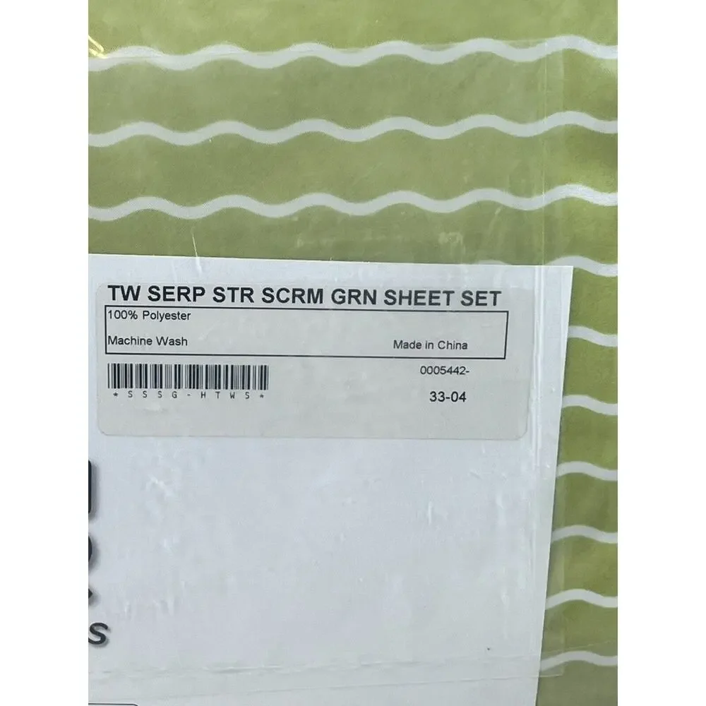 Crayola Dream In Color Twin Sheet Set Serpentine Stripe Screamin’ Green NEW